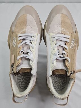 Fendi Flow Low Top Trainer Men's Beige & White Sneakers Size 8